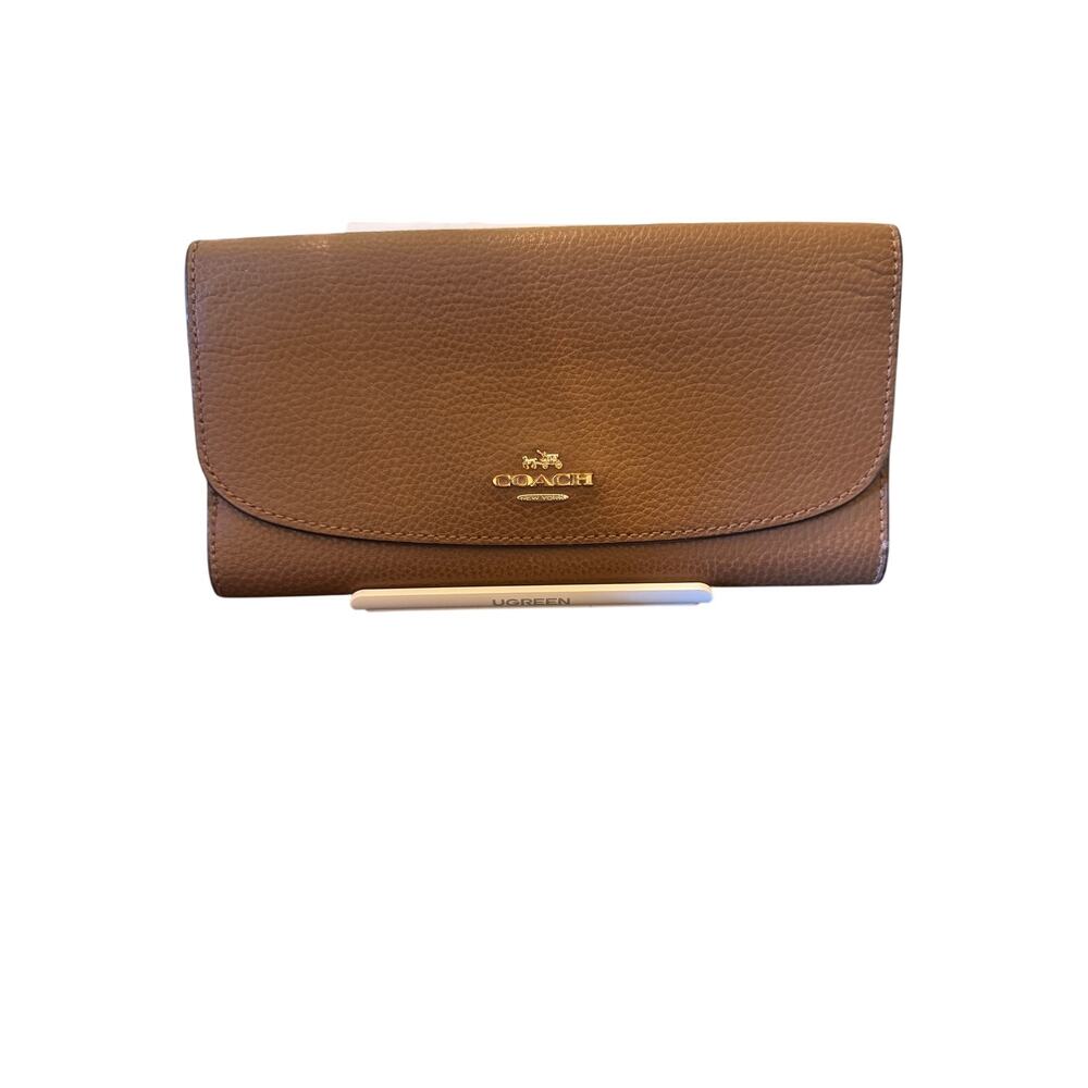 Coach Saddle Brown Pebbled Leather Wallet